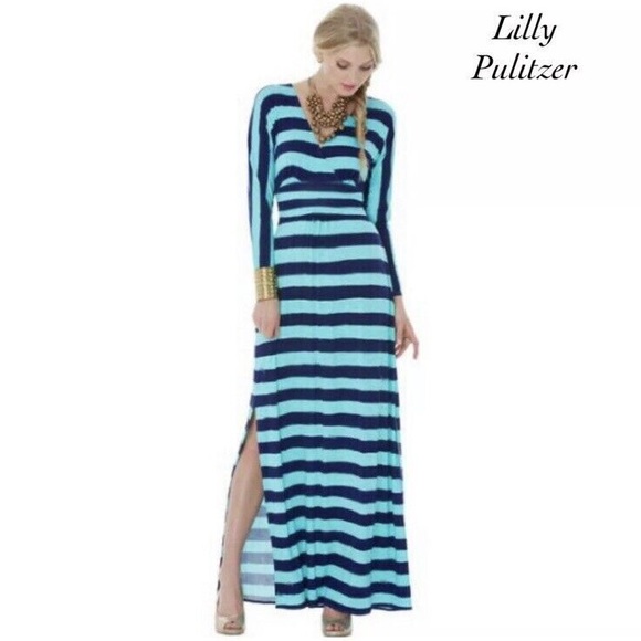 Lilly Pulitzer Dresses Lilly Pulitzer Green And Blue Striped Long